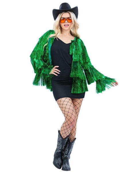 Festival Disco Jacket Green Tinsel 