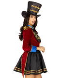 Side view of jacket and skirt of Women's Ringmaster Costume