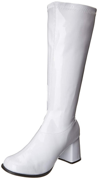 White Knee Hi Boots - wide calf fit