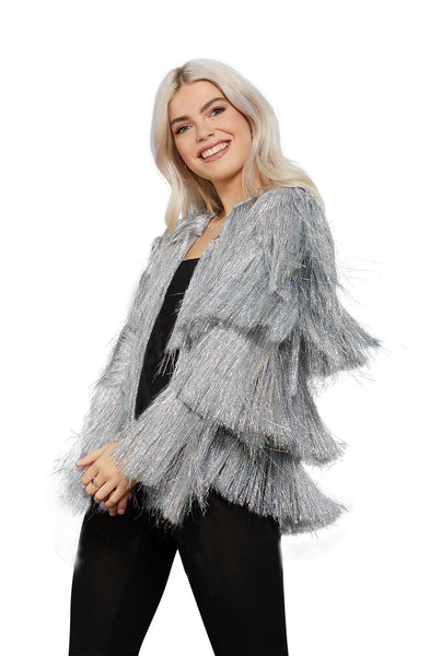 Disco and Abba Costumes - Silver Tinsel Fringed Jacket