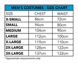 Ted Lasso Adult Costume size chart