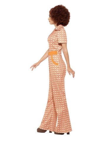 1970s Chic Costume Woman's Orange Jumpsuit side