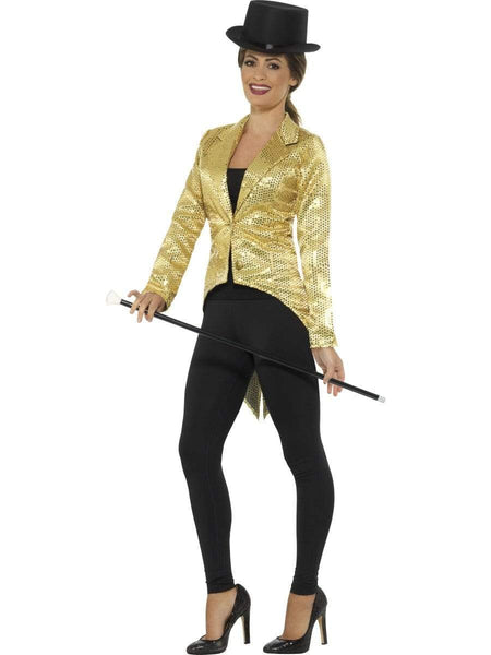 Gold Sequin Tailcoat Jacket Showgirl Costume