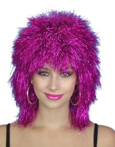 Pink Tinsel Spiky Mullet Wig