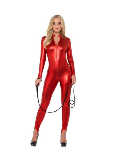 Miss Whiplash Red Halloween Costume Devil Bodysuit