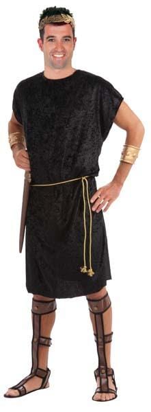 Image of a Black Tunic Toga Roman: A classic, elegant black toga, ideal for Roman-themed attire or costume parties