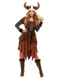 Brown Viking Barbarian Women's Costume