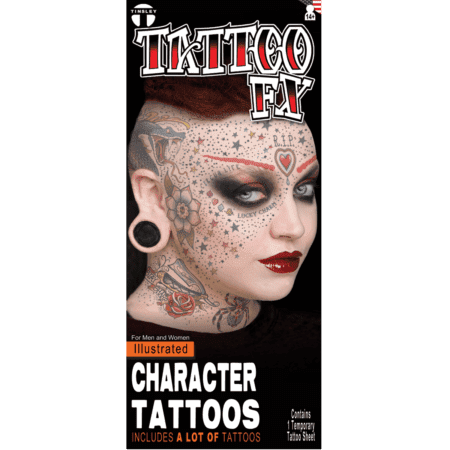 Illustrated Style Gothic Temporary Face Tattoo