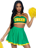 Cheerleader Green and Gold Hire Costume