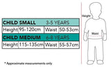 Spider-Man Kids Costume size chart