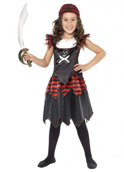 Costumes Girls - Gothic Skull And Crossbones Pirate Girl Costume