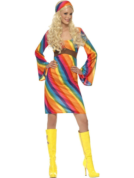 Costumes Women - 70s Disco Fever Retro Rainbow Womens Costume